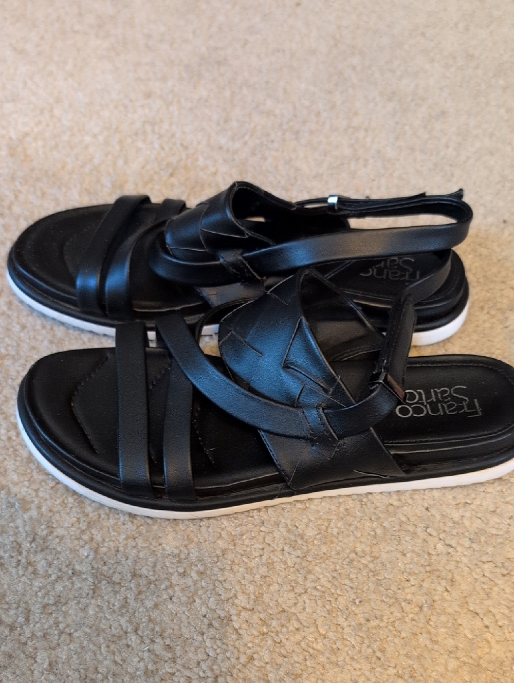 Franco Sarto Black Woven & Crisscross Strap Sandals - Picture 2 of 5
